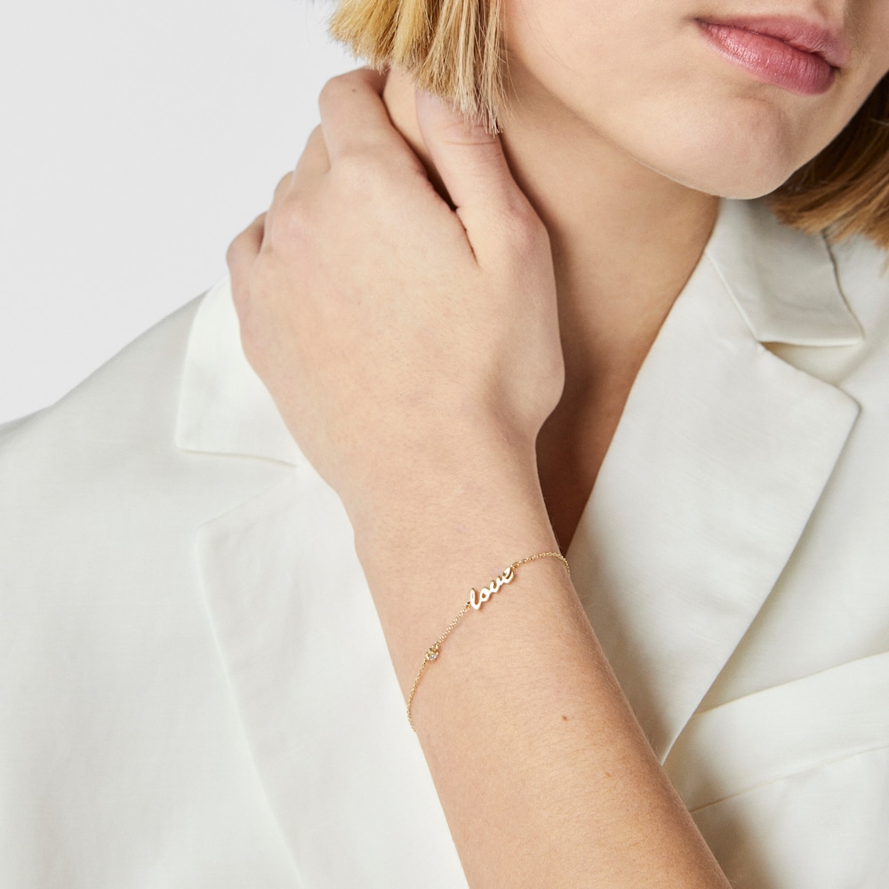 Gold Crossword Love Bracelet with diamond image number 3