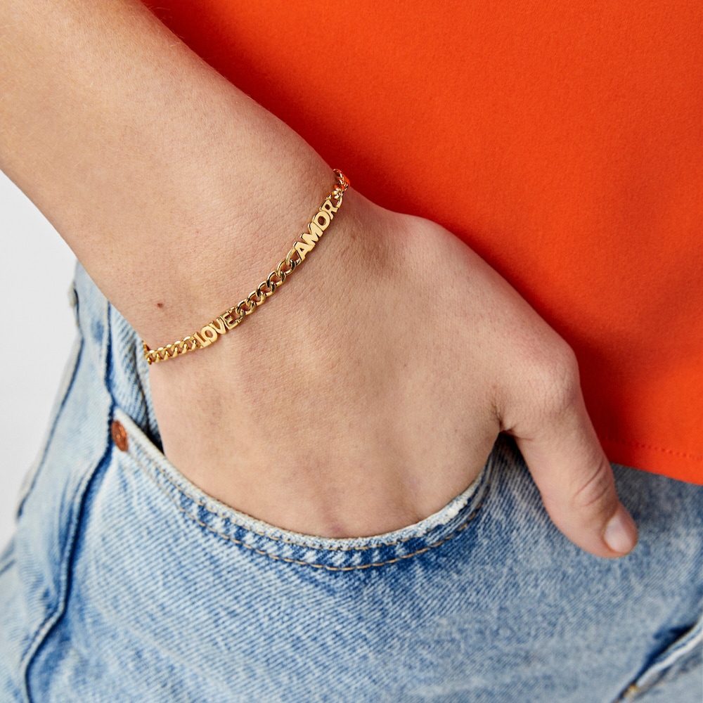 Bransoletka ze srebra vermeil TOUS Crossword z motywem Love