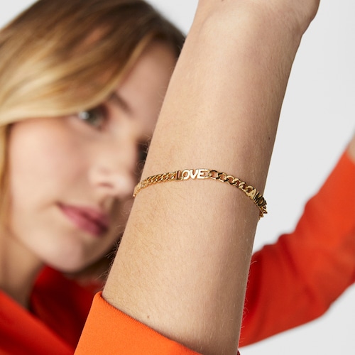 N&aacute;ramek TOUS Crossword Love z&nbsp;pozlacen&eacute;ho stř&iacute;bra