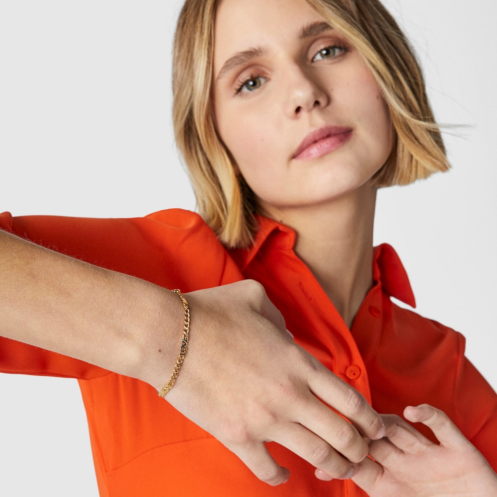 Bransoletka ze srebra vermeil TOUS Crossword z motywem Love