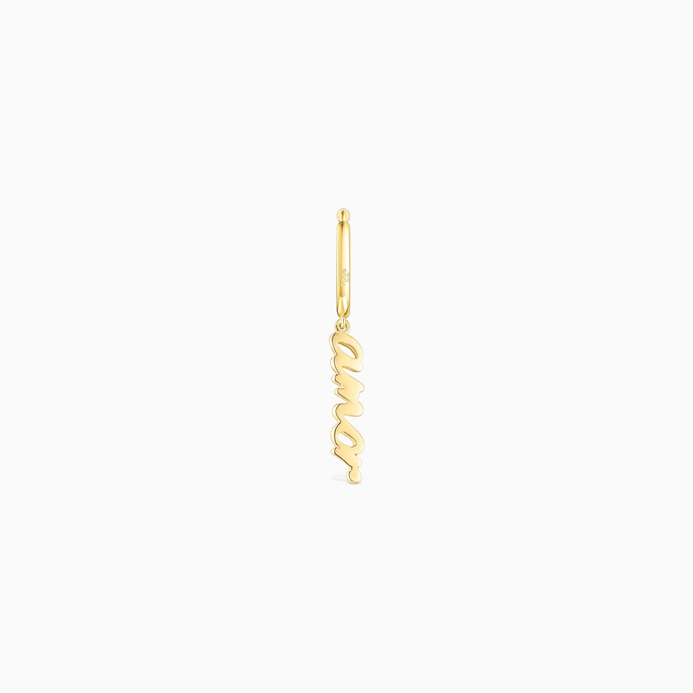 18K Solid Gold Crossword Love Earring