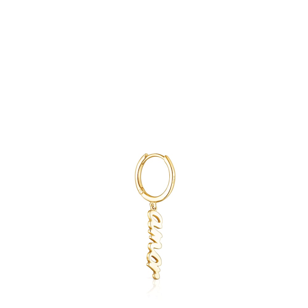 18K Solid Gold Crossword Love Earring
