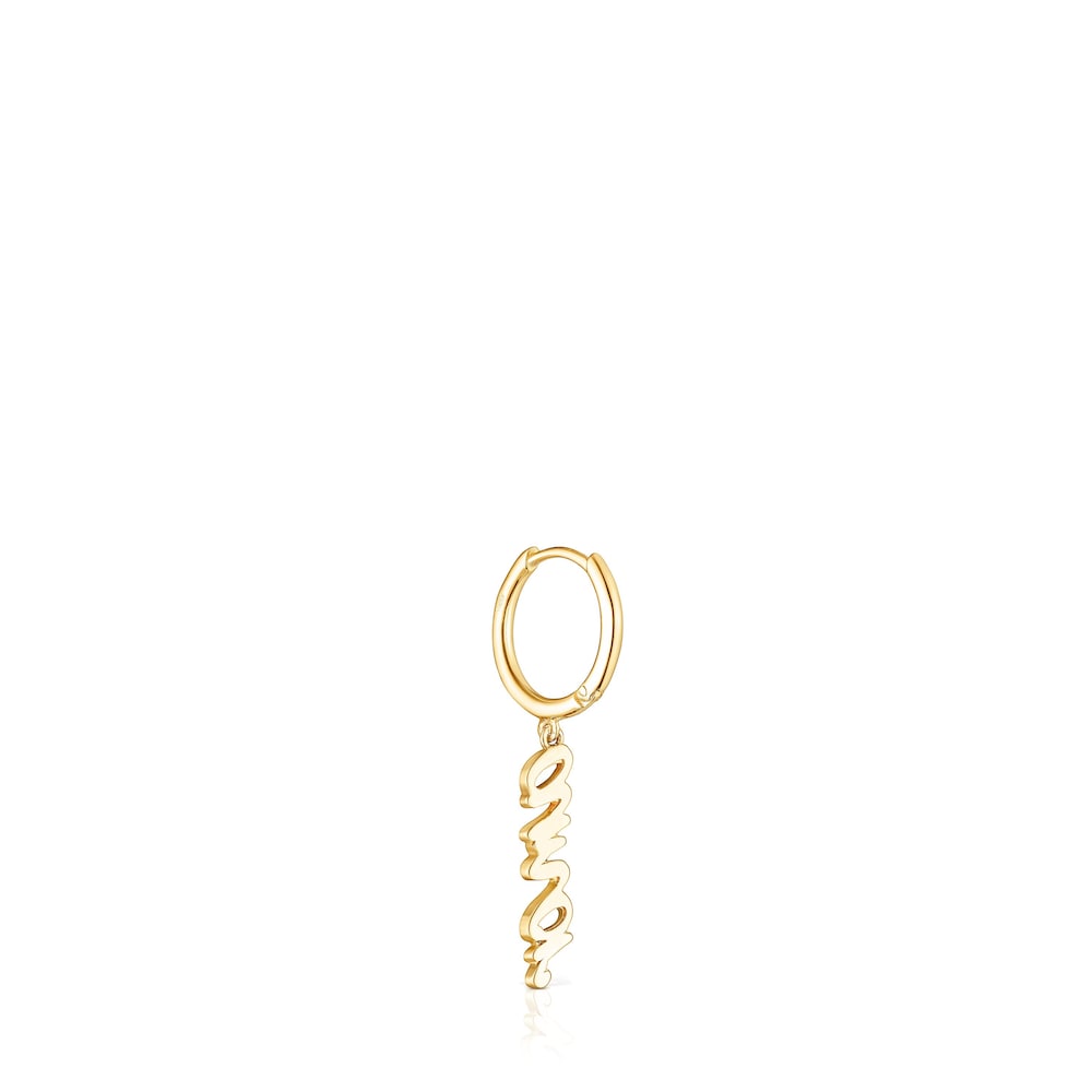 18K Solid Gold Crossword Love Earring