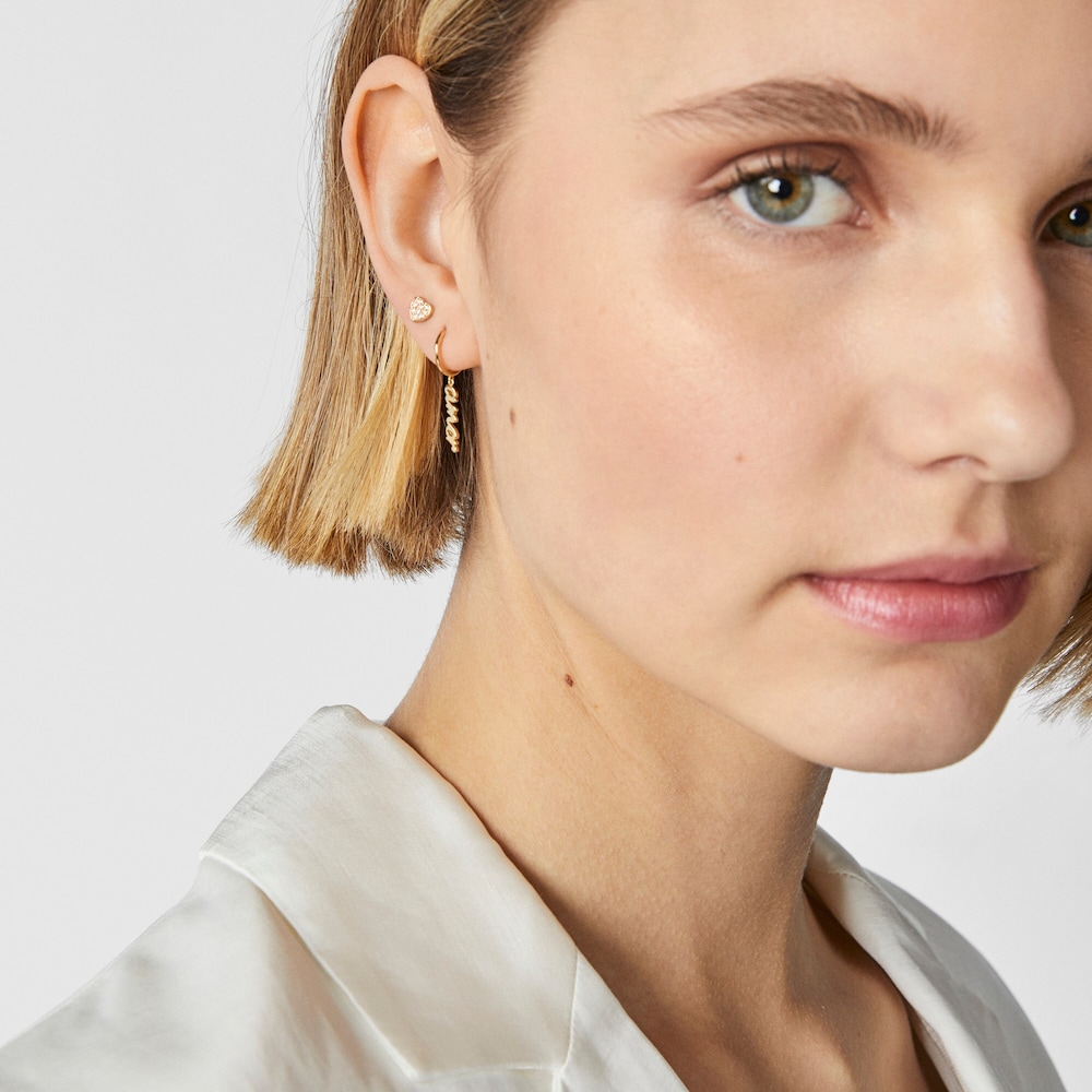 18K Solid Gold Crossword Love Earring