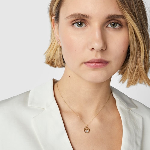 Gold Crossword Love Pendant with diamonds