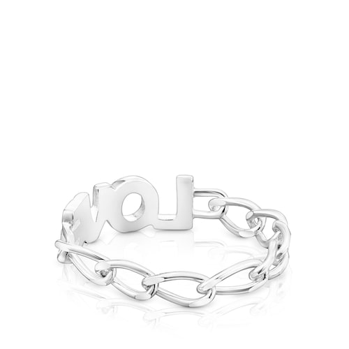 Silver TOUS Crossword Love Ring