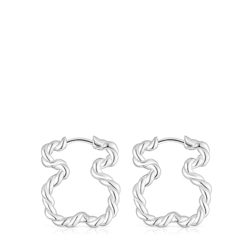 Twisted Earrings with bear silhouette