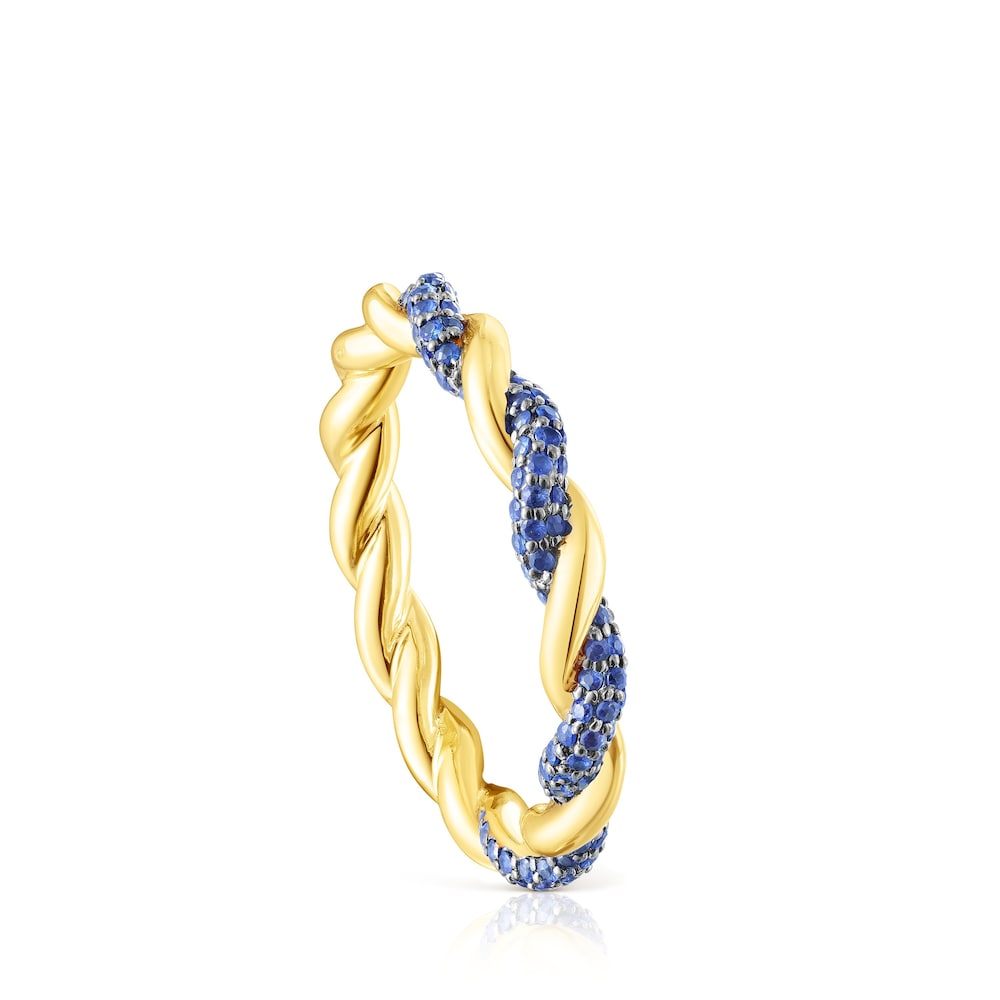 Anillo de oro y zafiro azul Twisted