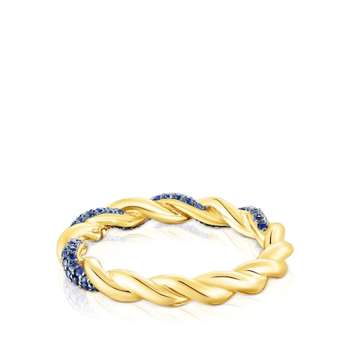 Anel Twisted em ouro e safira azul