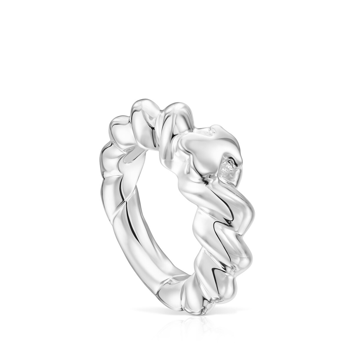Tous - Anillo Trenzado Motivo Oso Twisted De Plata Talla 10