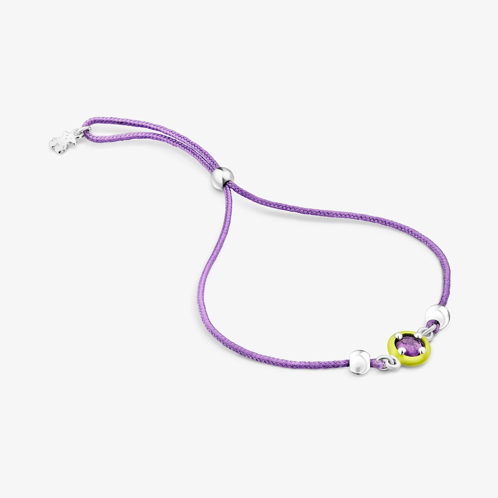 Pulseira TOUS Vibrant Colors de corda roxa com ametista e esmalte