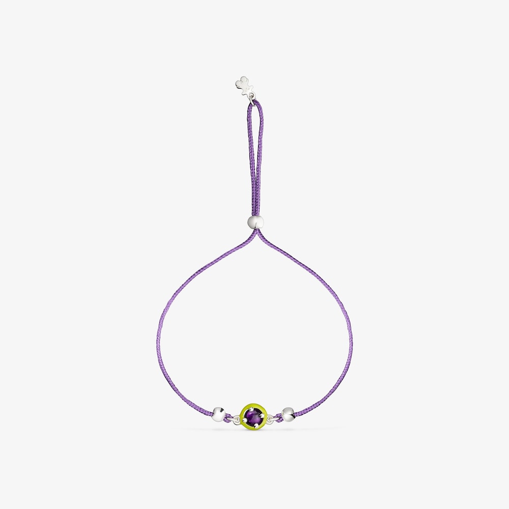 Pulseira TOUS Vibrant Colors de corda roxa com ametista e esmalte