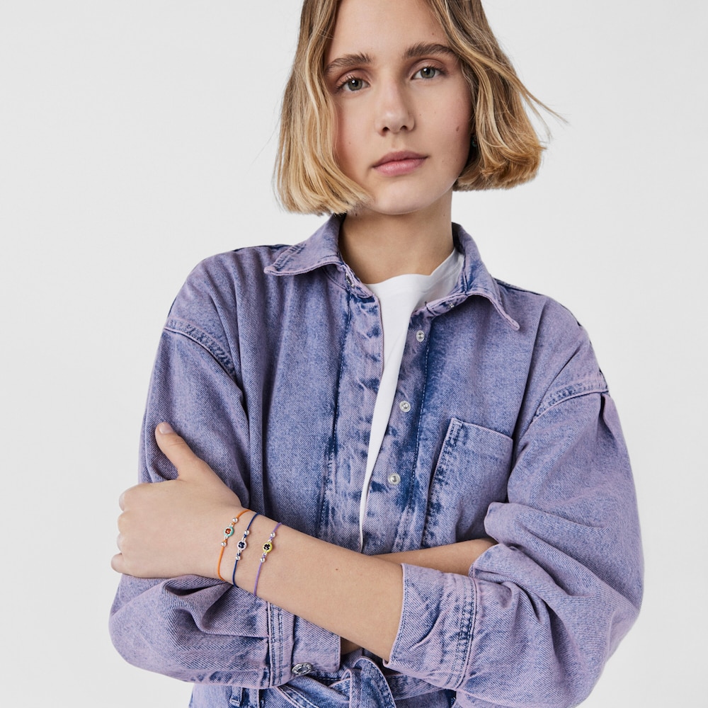 Pulseira TOUS Vibrant Colors de corda roxa com ametista e esmalte