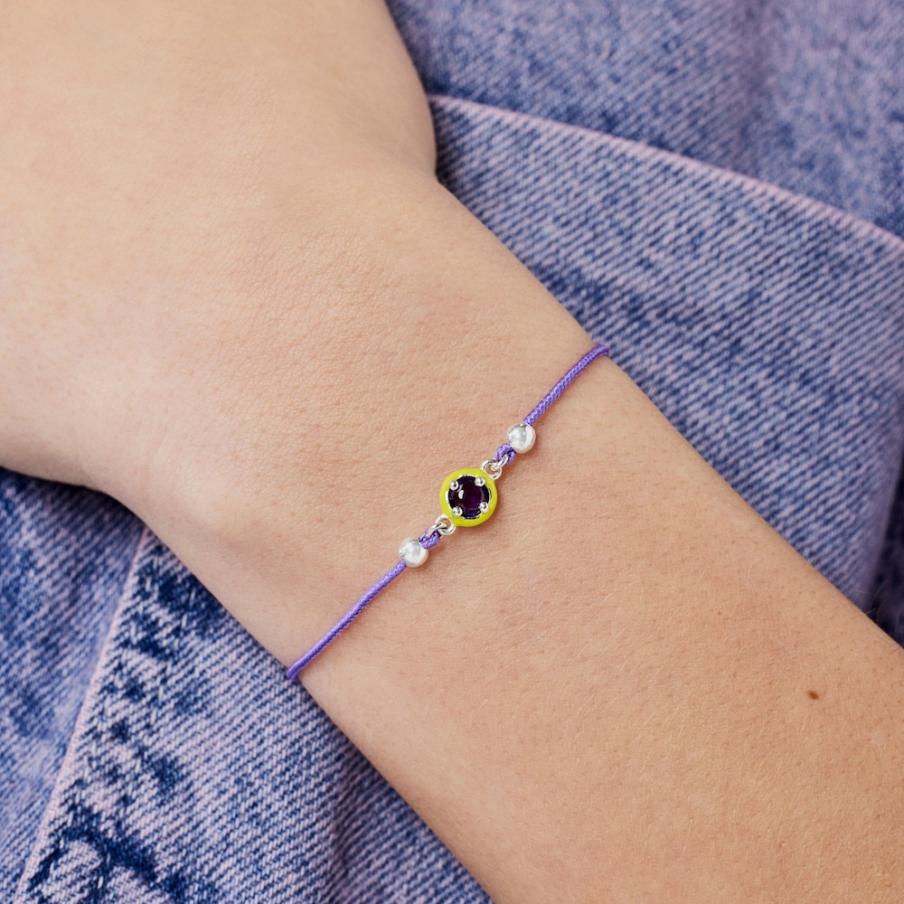 Pulseira TOUS Vibrant Colors de corda roxa com ametista e esmalte
