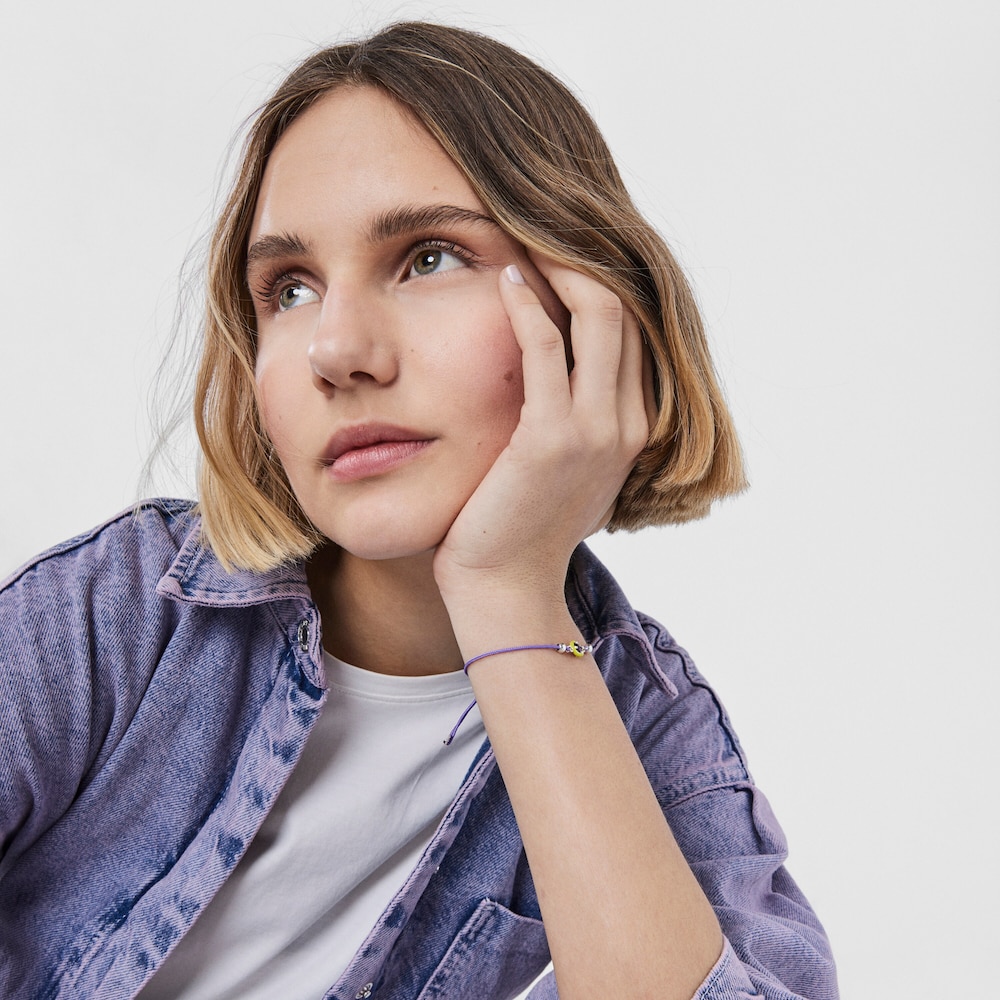 Pulseira TOUS Vibrant Colors de corda roxa com ametista e esmalte