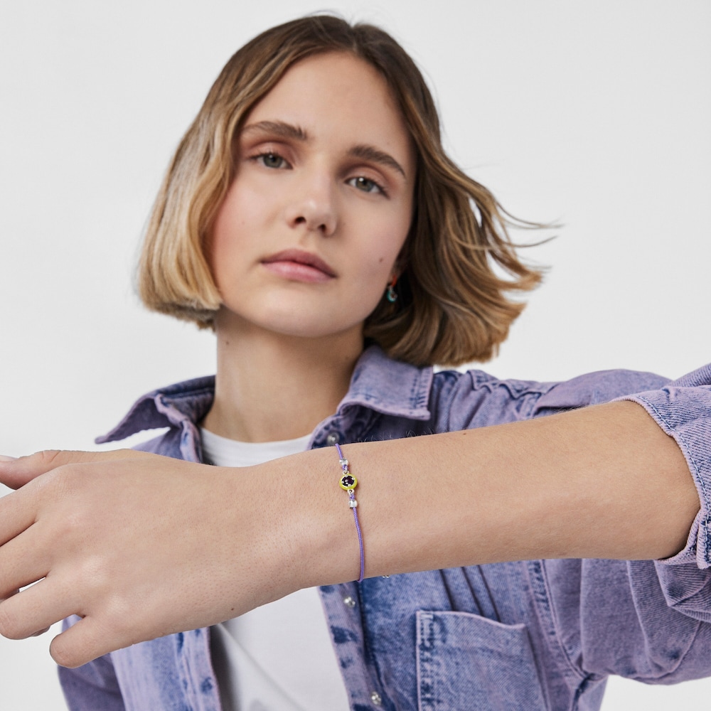 Pulseira TOUS Vibrant Colors de corda roxa com ametista e esmalte