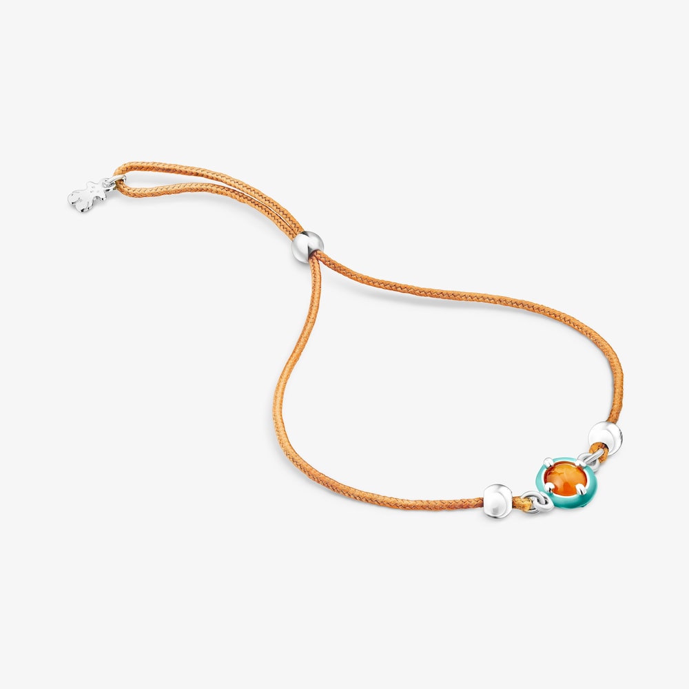 Pulsera de cord&oacute;n naranja con cornalina y esmalte TOUS Vibrant Colors