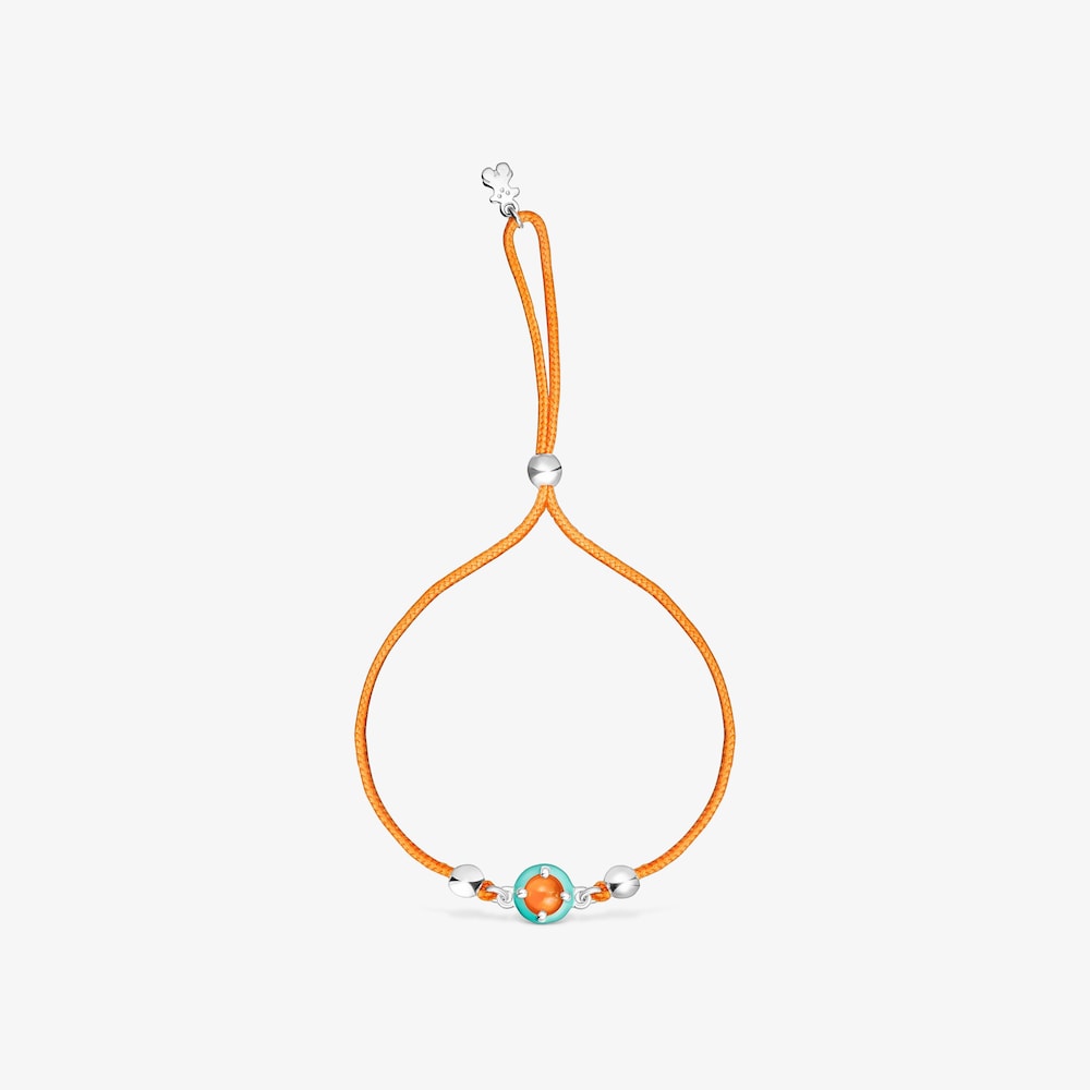Pulsera de cord&oacute;n naranja con cornalina y esmalte TOUS Vibrant Colors