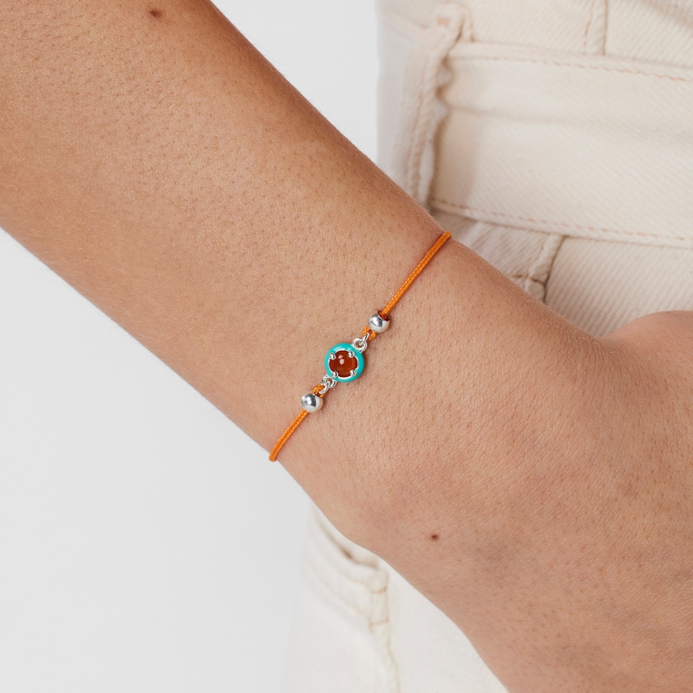 Orange cord TOUS Vibrant Colors Bracelet with carnelian and enamel
