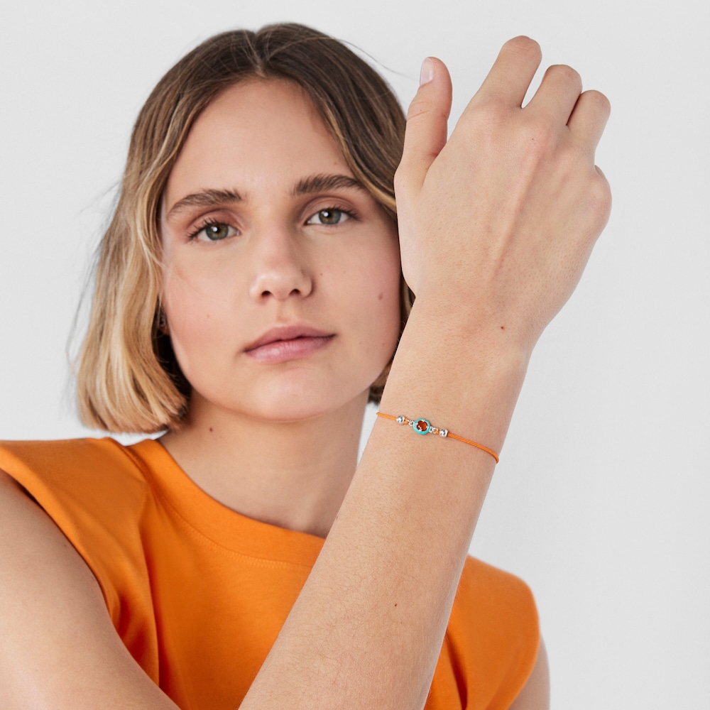 Pulsera de cord&oacute;n naranja con cornalina y esmalte TOUS Vibrant Colors