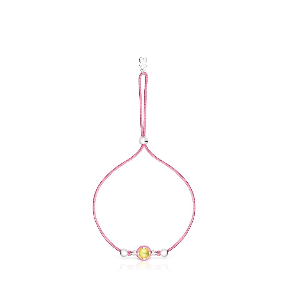 Pink cord TOUS Vibrant Colors Bracelet with chalcedony and enamel