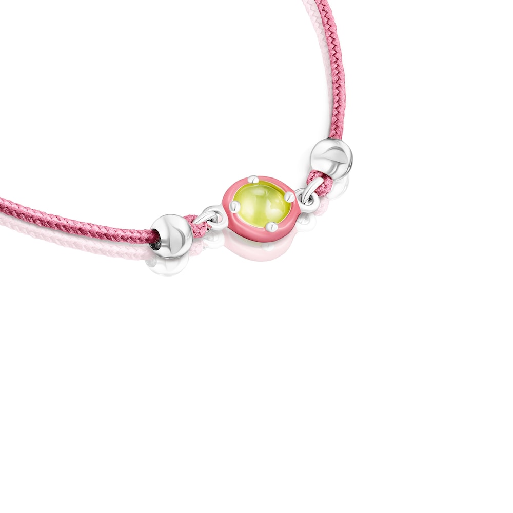 Pink cord TOUS Vibrant Colors Bracelet with chalcedony and enamel