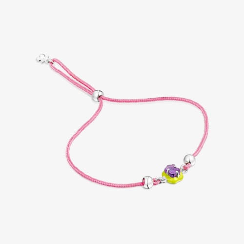 Pulseira de corda rosa TOUS Vibrant Colors com ametista e esmalte