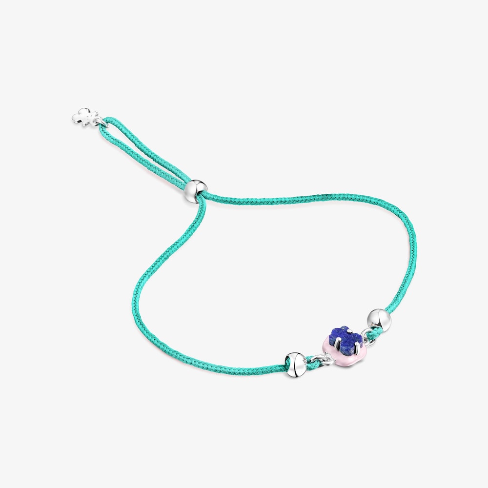 Pulsera de cord&oacute;n turquesa con lapisl&aacute;zuli y esmalte TOUS Vibrant Colors