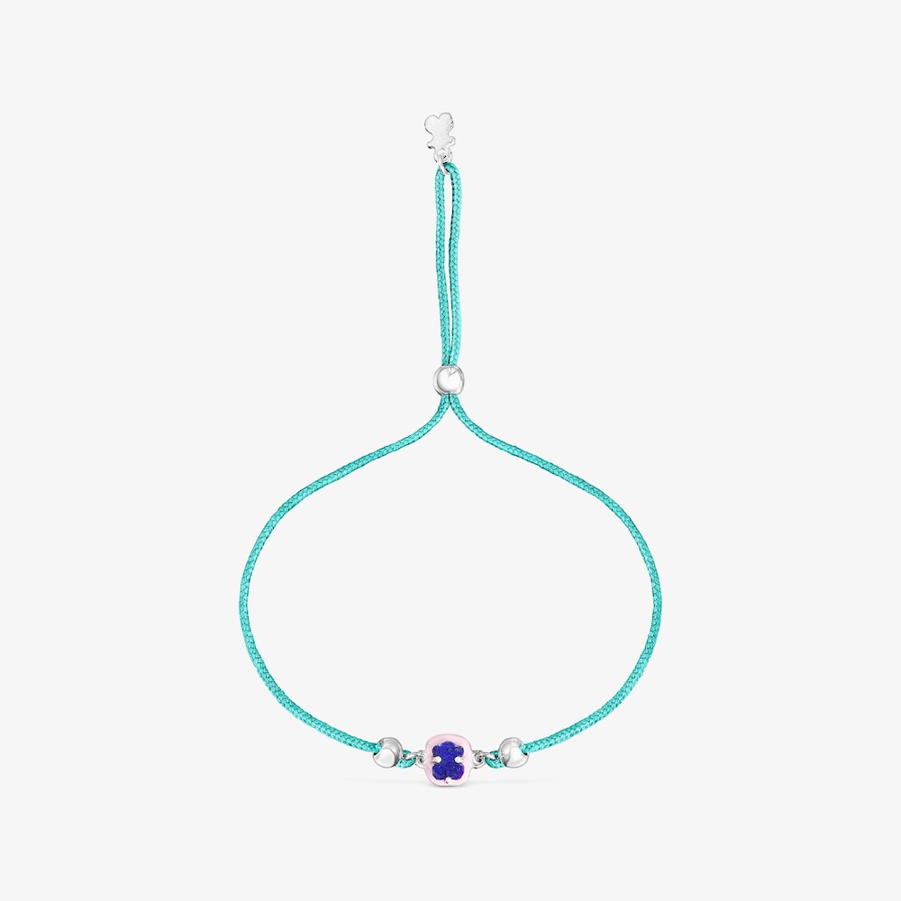 Pulsera de cord&oacute;n turquesa con lapisl&aacute;zuli y esmalte TOUS Vibrant Colors