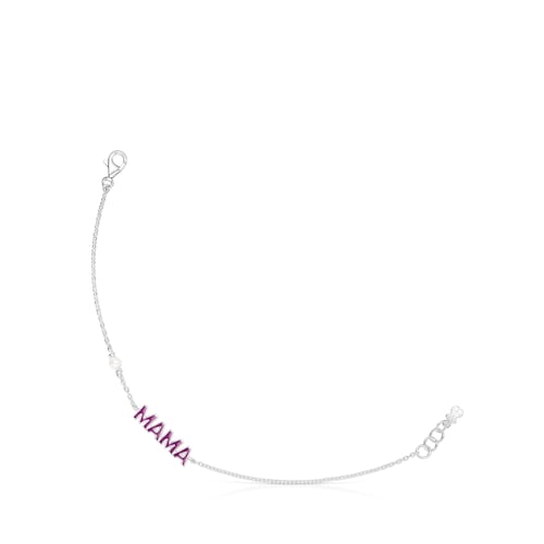 Pulsera Mama TOUS Crossword Mama de plata con esmalte y perla image number 0