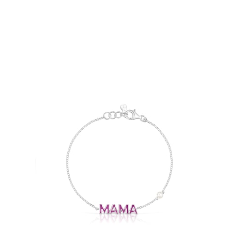 Bracciale Mama TOUS Cruciverba Mama in argento con smalto e perla