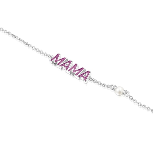 Bracciale Mama TOUS Cruciverba Mama in argento con smalto e perla