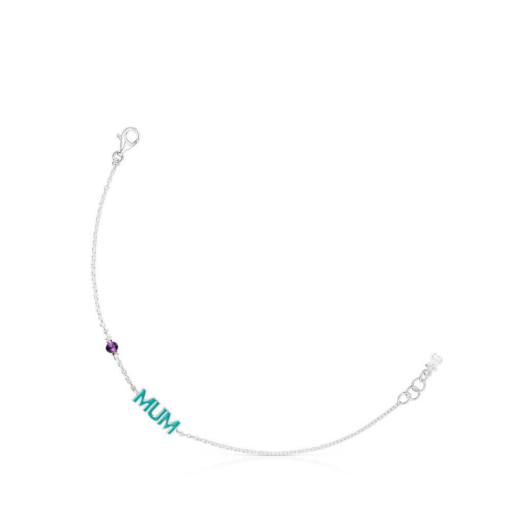 Pulsera Mum TOUS Crossword Mama de plata con esmalte y gema