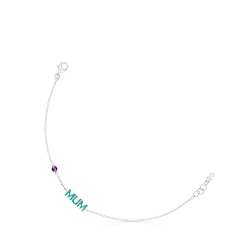 Silver TOUS Crossword Mama Mum bracelet with enamel and gemstone image number 0