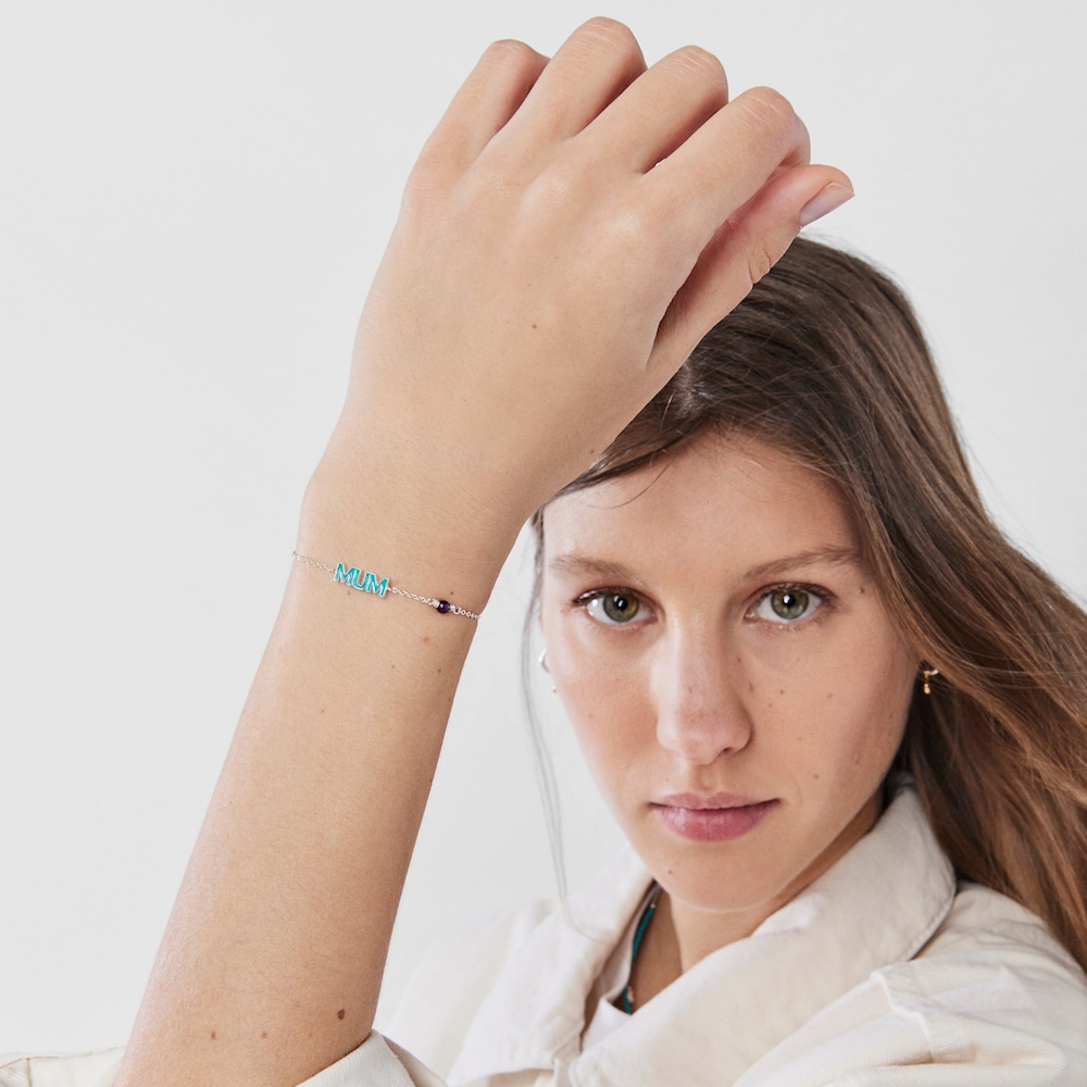 Pulsera Mum TOUS Crossword Mama de plata con esmalte y gema