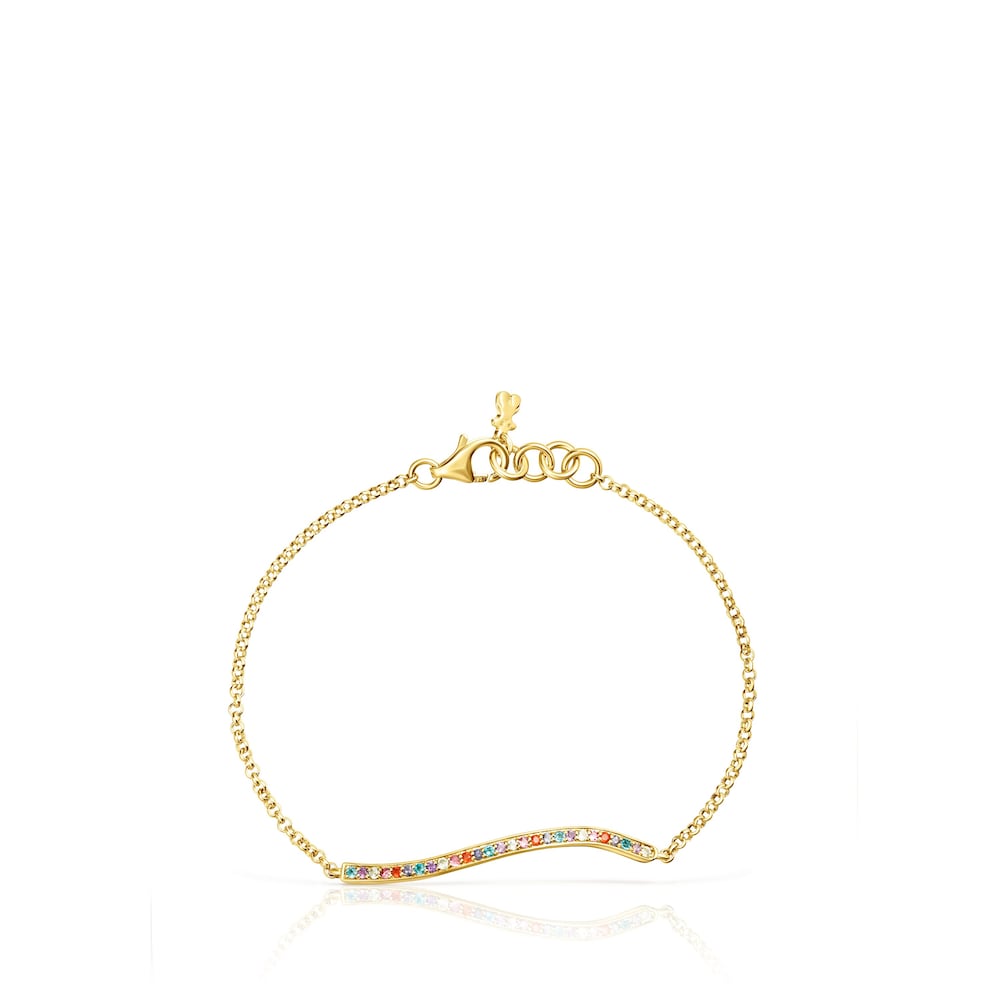 Pulsera con ba&ntilde;o de oro 18 kt sobre plata y gemas TOUS Vibrant Colors