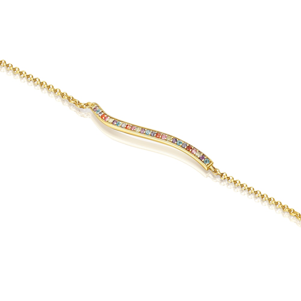 Pulsera con baño de oro 18 kt sobre plata y gemas TOUS Vibrant Colors Pulsera con baño de oro 18 kt sobre plata y gemas TOUS Vibrant Colors
