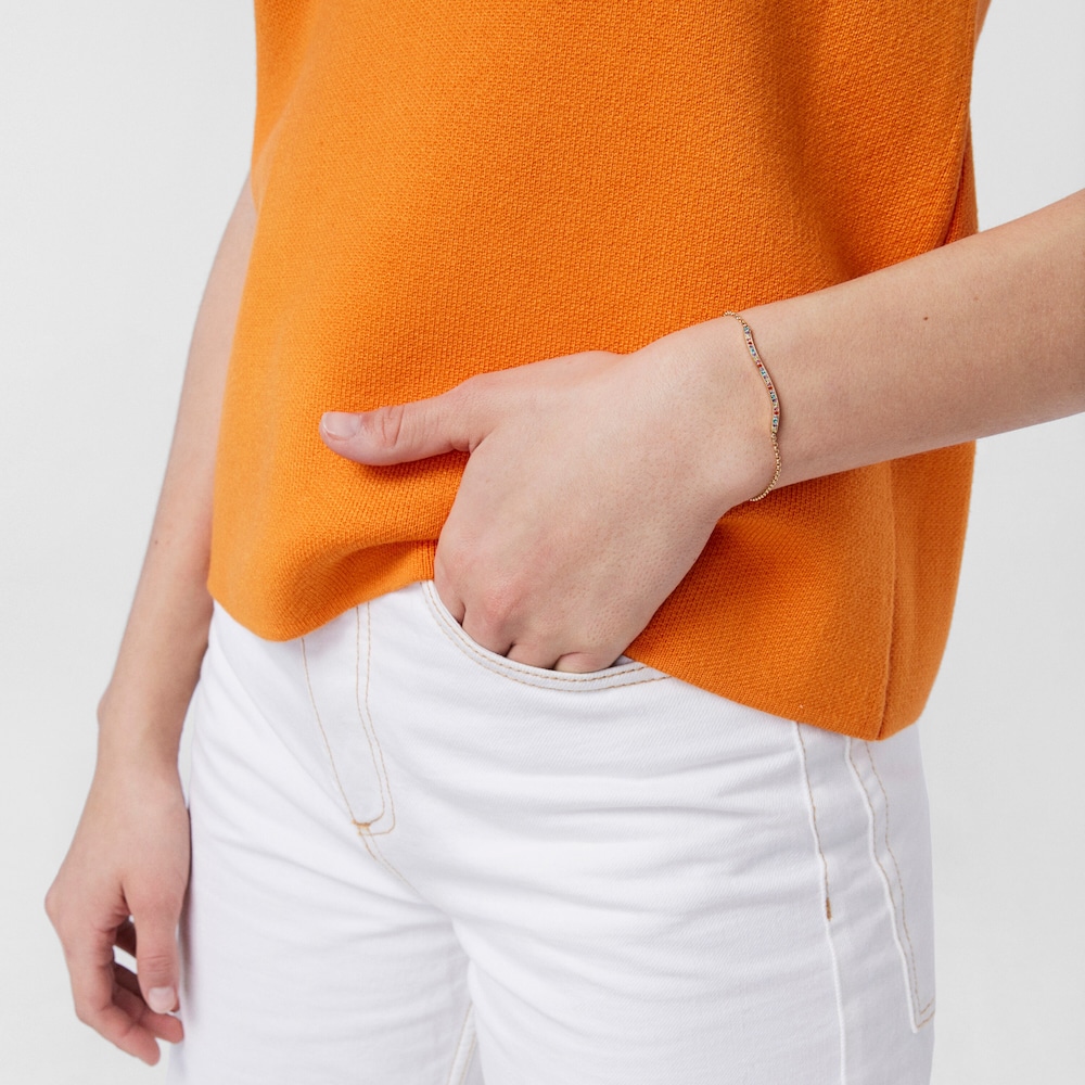 Pulsera con ba&ntilde;o de oro 18 kt sobre plata y gemas TOUS Vibrant Colors