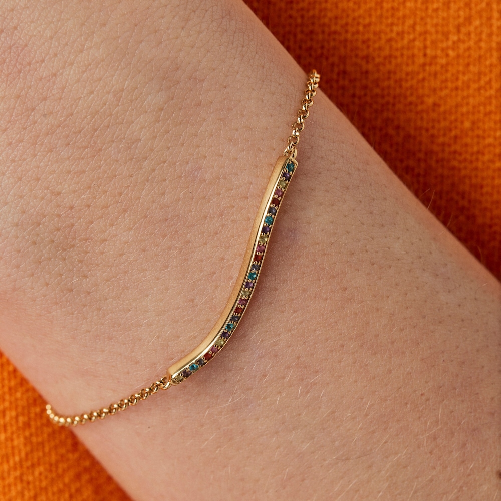 Pulsera con ba&ntilde;o de oro 18 kt sobre plata y gemas TOUS Vibrant Colors