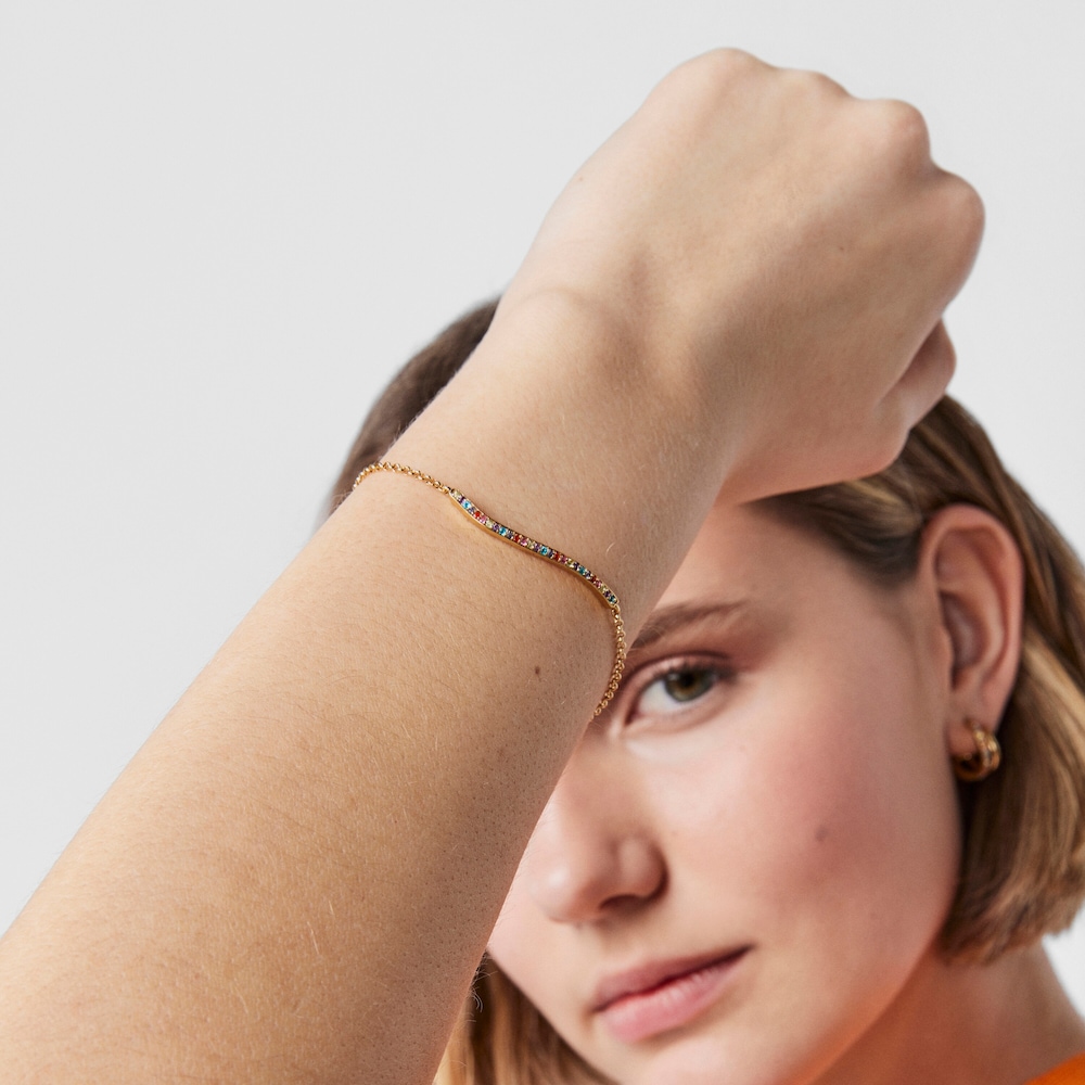 Pulsera con ba&ntilde;o de oro 18 kt sobre plata y gemas TOUS Vibrant Colors