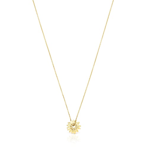 Gold TOUS Crossword Mama Necklace with diamonds