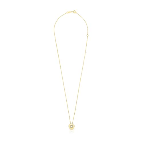Gold TOUS Crossword Mama Necklace with diamonds