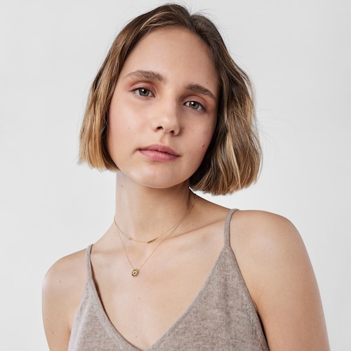 Gold TOUS Crossword Mama Necklace with diamonds