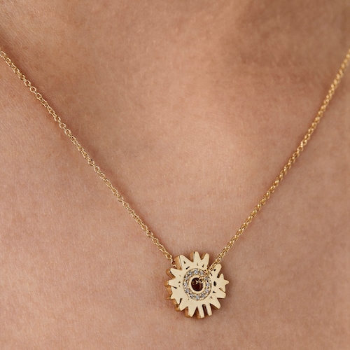 Gold TOUS Crossword Mama Necklace with diamonds
