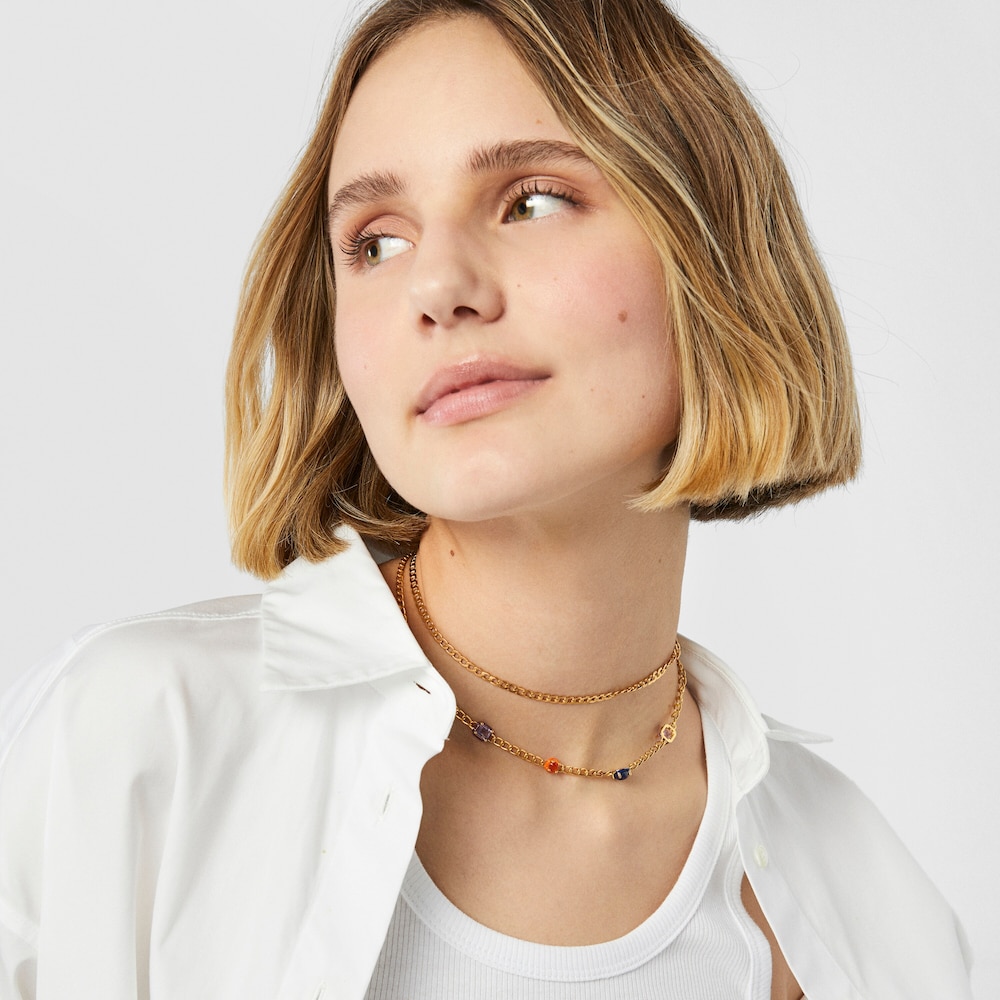 Collar con ba&ntilde;o de oro 18 kt sobre plata y gemas y esmalte TOUS Vibrant Colors