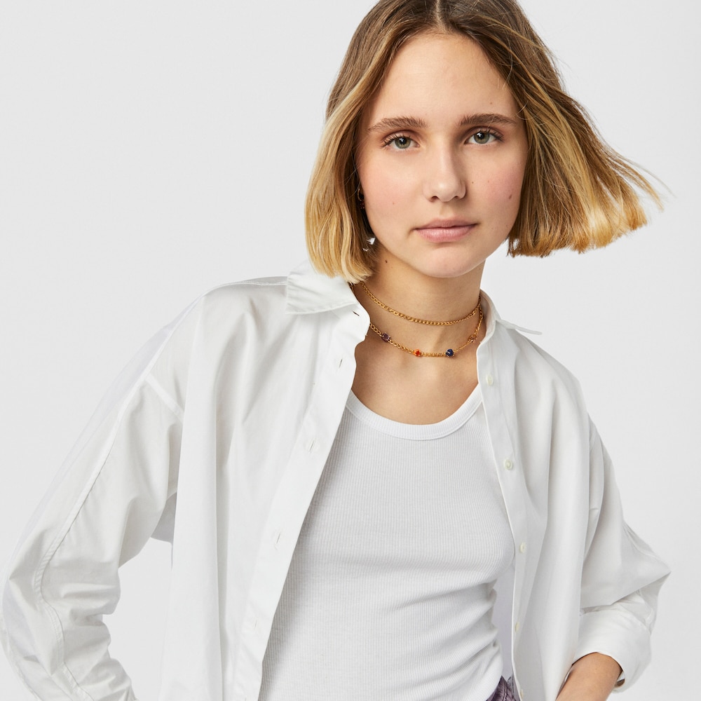 Collar con ba&ntilde;o de oro 18 kt sobre plata y gemas y esmalte TOUS Vibrant Colors