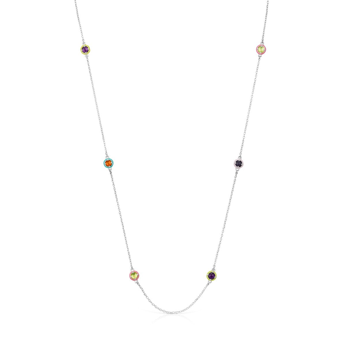 Silver TOUS Vibrant Colors Necklace with gemstones and enamel