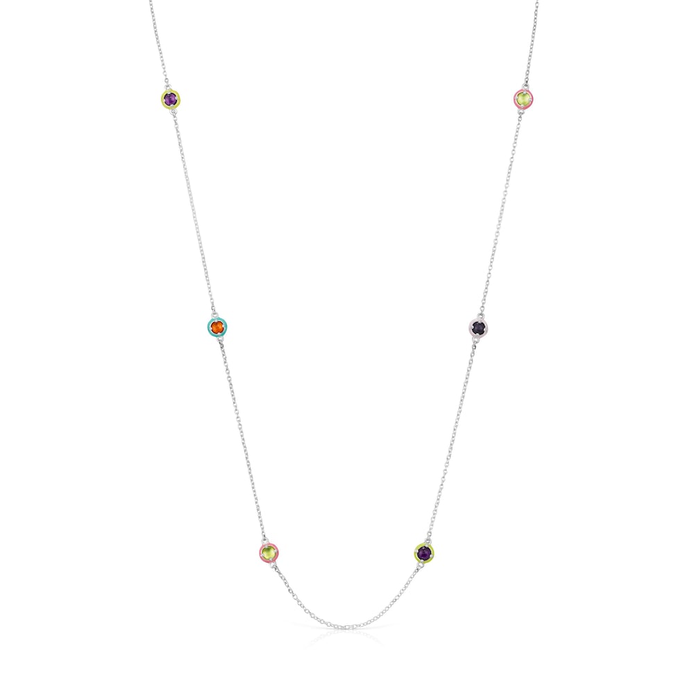 Silver TOUS Vibrant Colors Necklace with gemstones and enamel