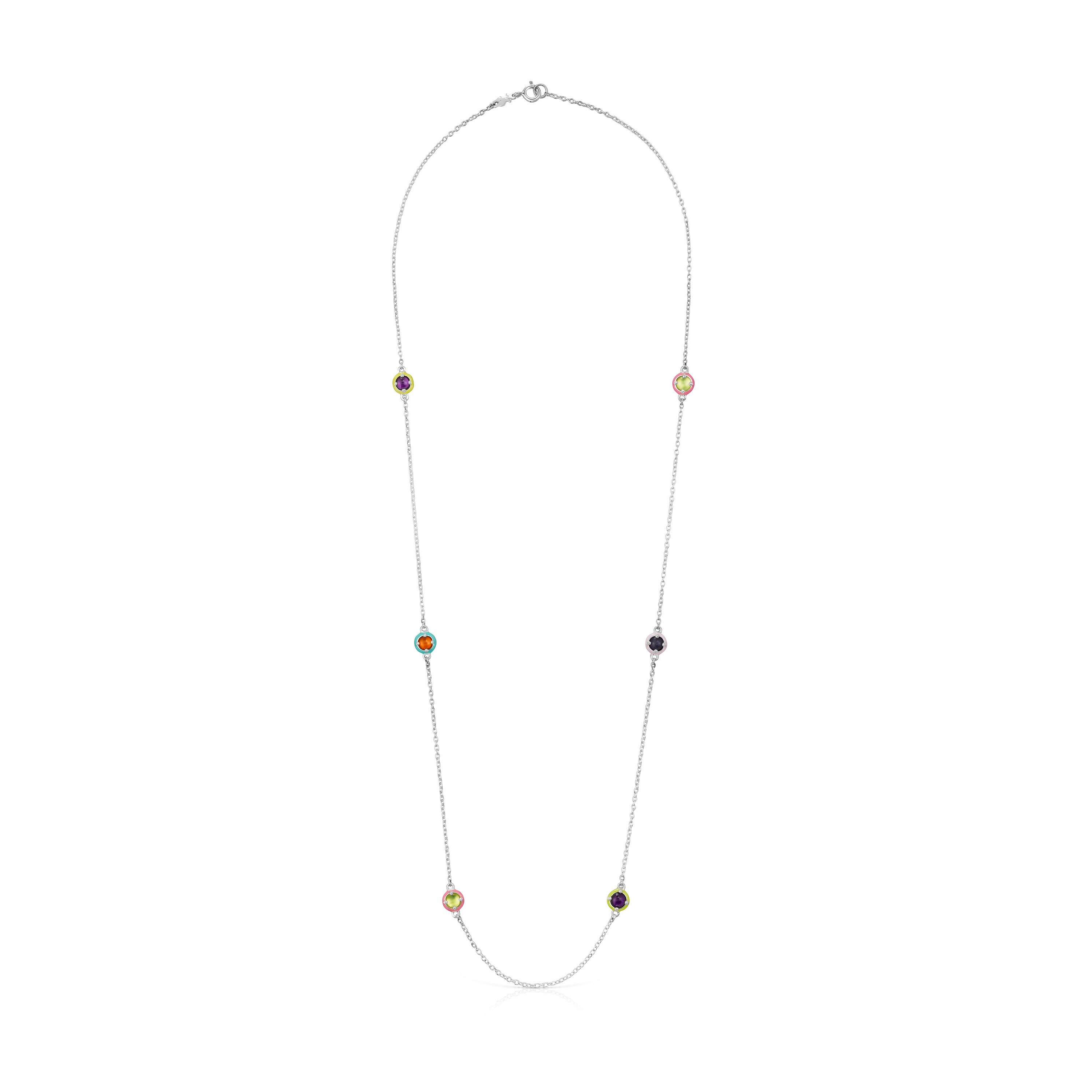 Silver TOUS Vibrant Colors Necklace with gemstones and enamel