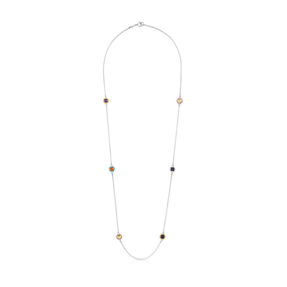Silver TOUS Vibrant Colors Necklace with gemstones and enamel image number 1